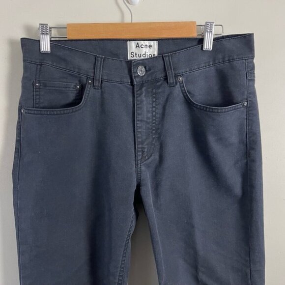 Acne Studios black medium rise raw hem ankle length jeans size 32 stretch - Picture 3 of 10